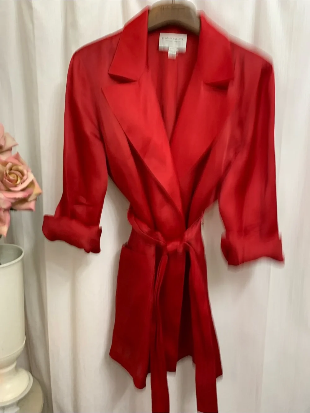 Emanuel Ungaro Silk Vintage Dinner Jacket Red Designer lightweight RARE
